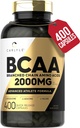 Carlyle BCAA Cápsulas Ø 2000mg ANTE 400 Píldoras de Polvos TENIDO Aminoácidos Suplemento Blend Silencio para Mujeres y Hombres TENIDO con L-Isoleucine, L-Leucine, L-Valine ANTE NO GMO Y Gluten Gratis