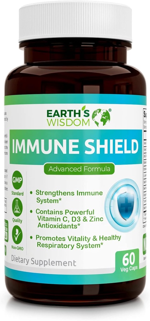 Vitamina D3 5000 UI Vitamina C 1000mg Zinc 50mg - Complemento de Apoyo Inmunitario Adultos con Echinacea de Anciano Ajo Lisina Turmérica Ginger Propolis Pepper Gluten libre 60 no GMO Capsules