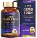 Detox de limpieza de hígado & Reparación 25-in-1 con cardo de leche, raíz de dandelion, raíz de remo, extracto de Artichoke para la salud del hígado Herb Apoyo Suplemento Vitaminas Zinc, Choline 90 cápsulas Vegan