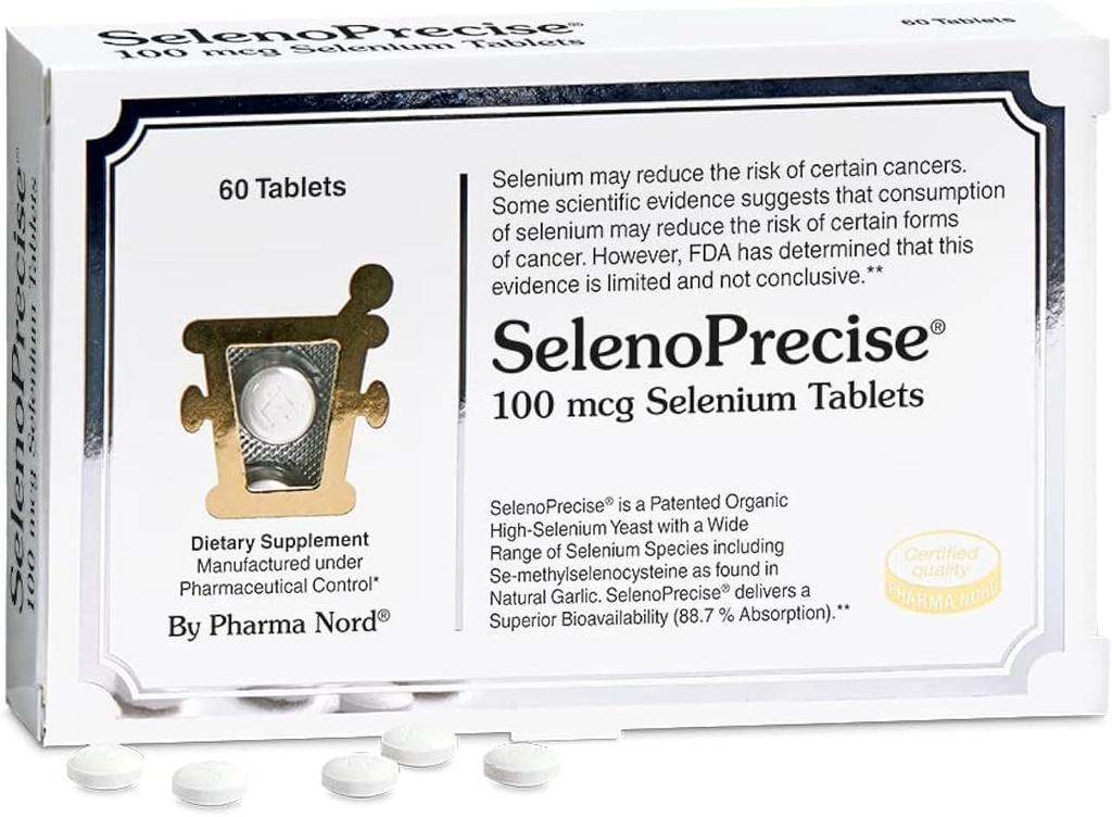 SelenoPrecise ← Única Farmacéutica-Grado Suplemento Selenio Orgánico garantizado 88.7% Absorción peru Tiroid Support, Immune System, Prostate Protection & Heart Health latitud Selenium 100 mcg tabs