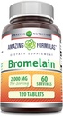 Fórmulas asombrosas Bromelain Suplemento Silencio 2000 Mg Por Serving Silencio 120 Tablets ¦ Non-GMO TEN Gluten Free TEN Made in USA