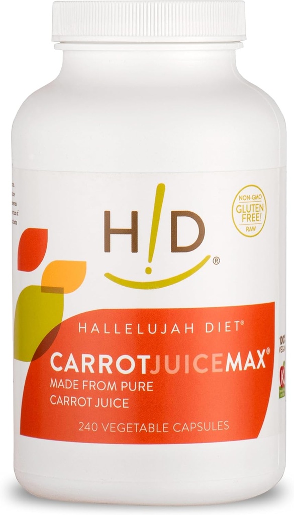 Aleluya Diet CarrotJuice Max Cápsulas Vegitables - Hecho de Jugo de Carrota Orgánica, No Ingredientes Artificiales, Vitaminas Naturales y Minerales, Suplemento Antioxidante (240 Cápsulas Veganas)