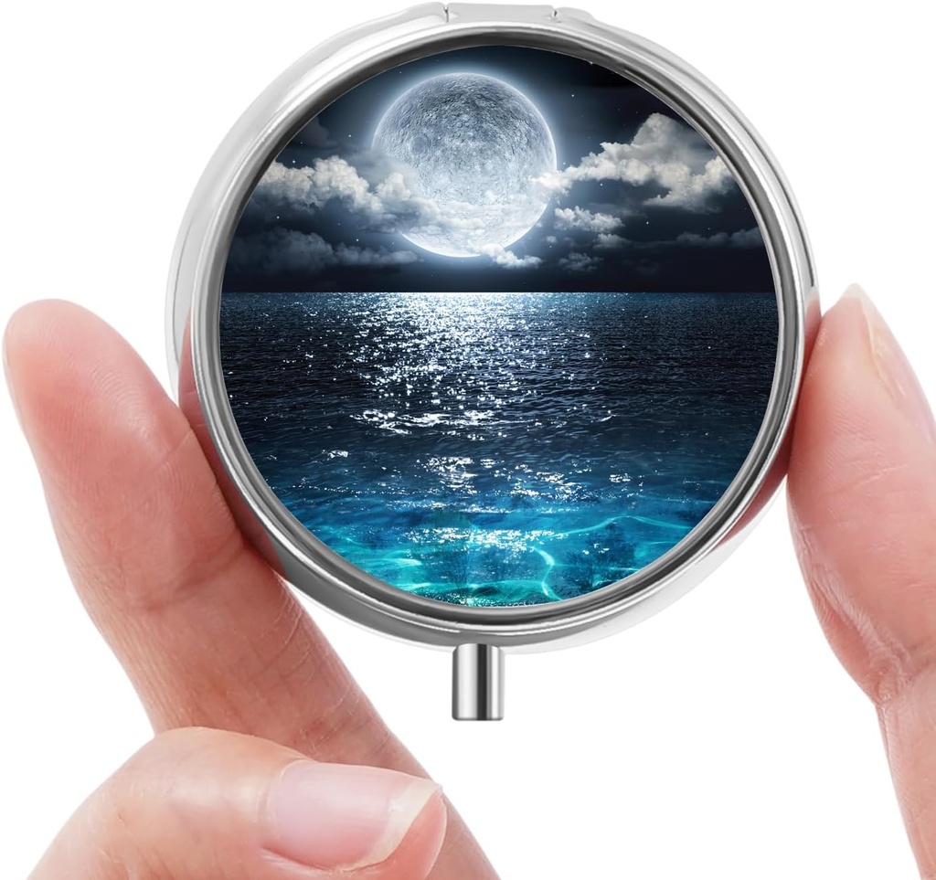 Mini caja de carga, Rejilla pequeña, Caja de Píldoras portátiles, Organizador de Píldoras para vitaminas, medicamentos, aceite de pescado y suplementos (Beautiful Starry Sky)