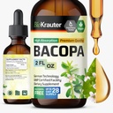 BIO KRAUTER Bacopa Monnieri Drops - Apoyo cerebral Brahmi Suplementos - Suplementos de Bacopa líquido - Alcohol & Azúcar gratis - Vegan 2 Fl.Oz.