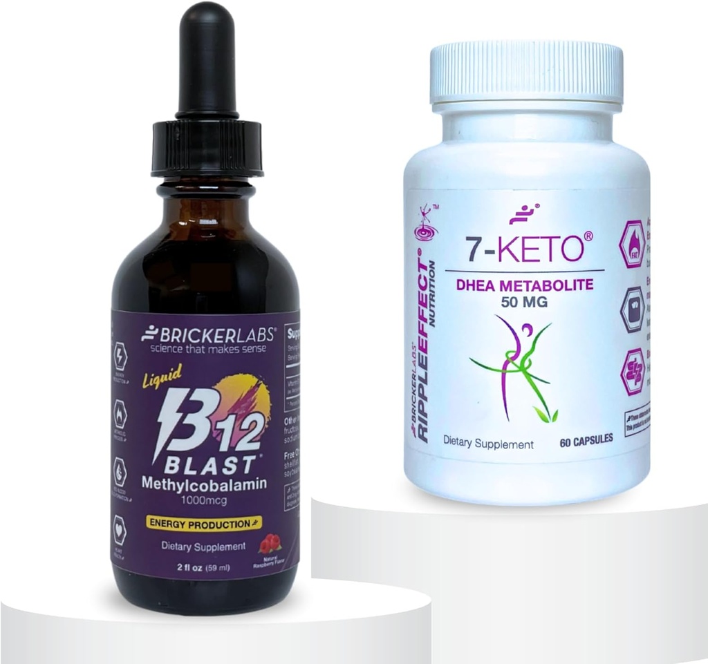 MetaboBoost Duo: Fat-Burning & Energy Esenciales: 7-Keto DHEA Metabolite 50mg Apoyo a la gestión de peso y B12 Blast Methylcobalamin 1000mcg sublingual Liquid Energy Vitamins