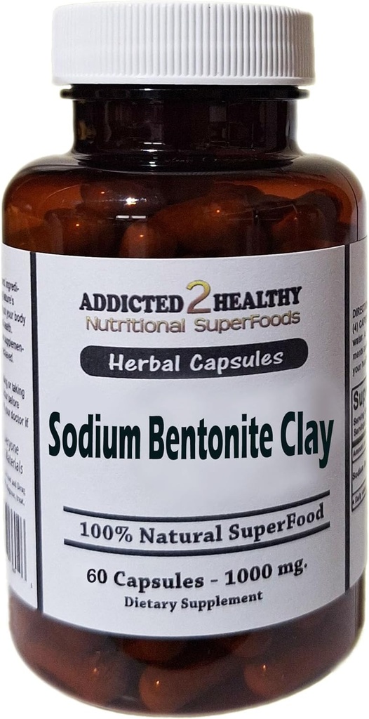 Comida Grado Sodio Bentonita Clay Powder cápsulas (1000 mg) 60 Contar por Addicted 2 Saludable