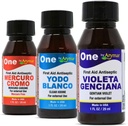 Mercuro Chromo + Gentian Violet + YODO Blanco First Aid 3-in-1 Combo, 1 fl oz Cada - Antiséptico Wound Care Kit