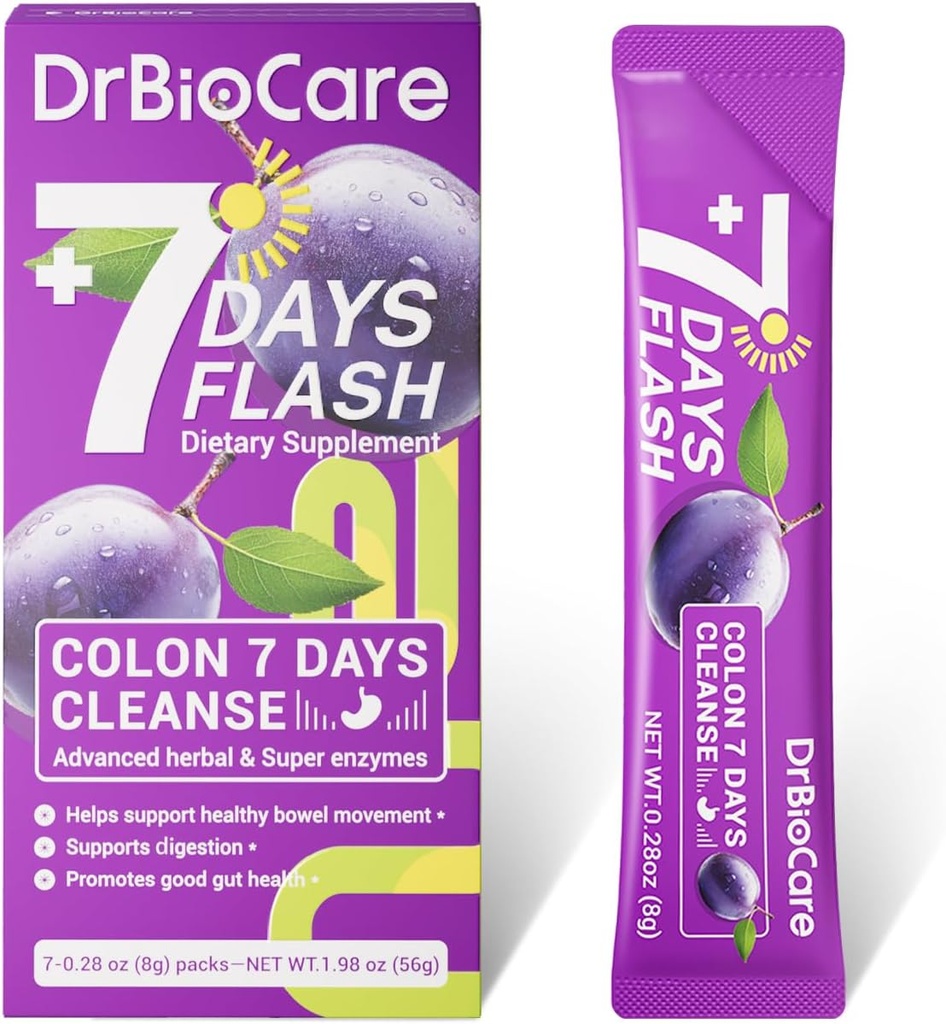 Colon 7 Days Cleanse, 7 Days Flash, Colon Cleanse, Detox & Digestive Support, Prune Flavor - 7 Packs