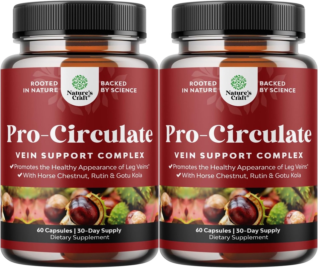 Suplementos de apoyo a las venas y las piernas - Suplemento de Circulación del cuerpo completo para las venas de las venas de las arañas y mejor flujo con extracto de castaña de caballo " Flavonoids - Vegan Non-GMO Mini Caps (2 Mes)