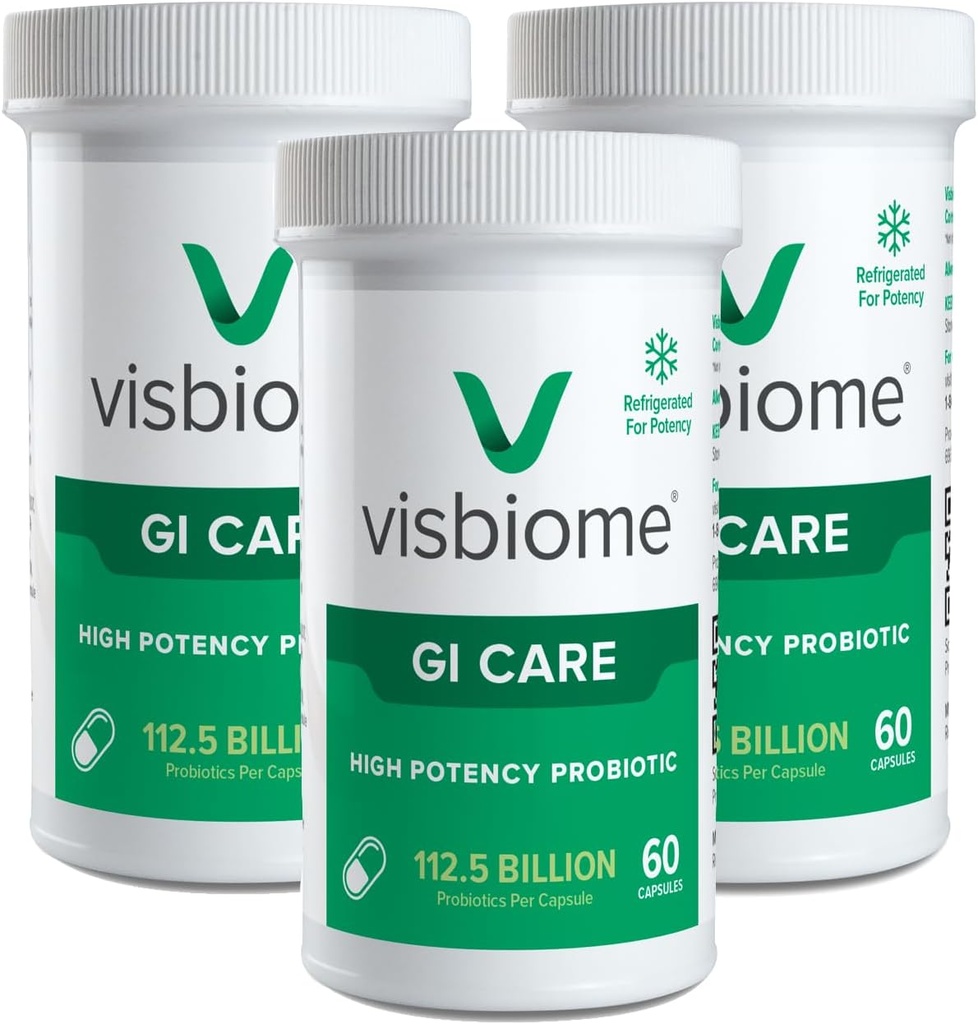 Visbiome® GI Care - Probiótico de alta potencia - 112.5 Billones CFU Probióticos vivos, Fórmula original de Simone, Hecho en EE.UU., 180 cápsulas.