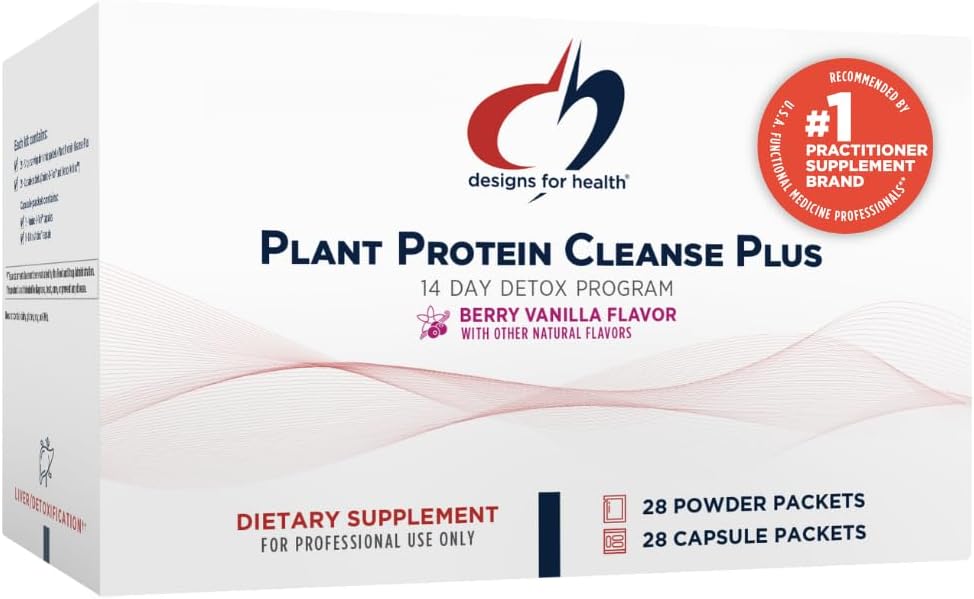 Diseños para la limpieza de las plantas de salud más 14 días Programa de desintoxicación - promueve la función saludable del hígado + limpieza metabólica con antioxidantes + hierbas, vegetariano (28 bebidas de pólvora de proteínas + paquetes de vitaminas)