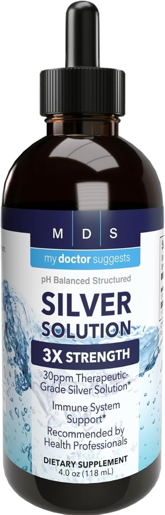 Alkaline Estructurado Plata Liquid 30ppm - Soporte Inmunitario avanzado gotas líquidas - Suplementos Minerales de Plata Colloidal de Fuerza Extra - Made in USA (4 oz)