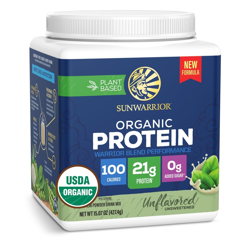 Sunwarrior Organic Unflavored Warrior Blend Performance Protein, 15.07 OZ