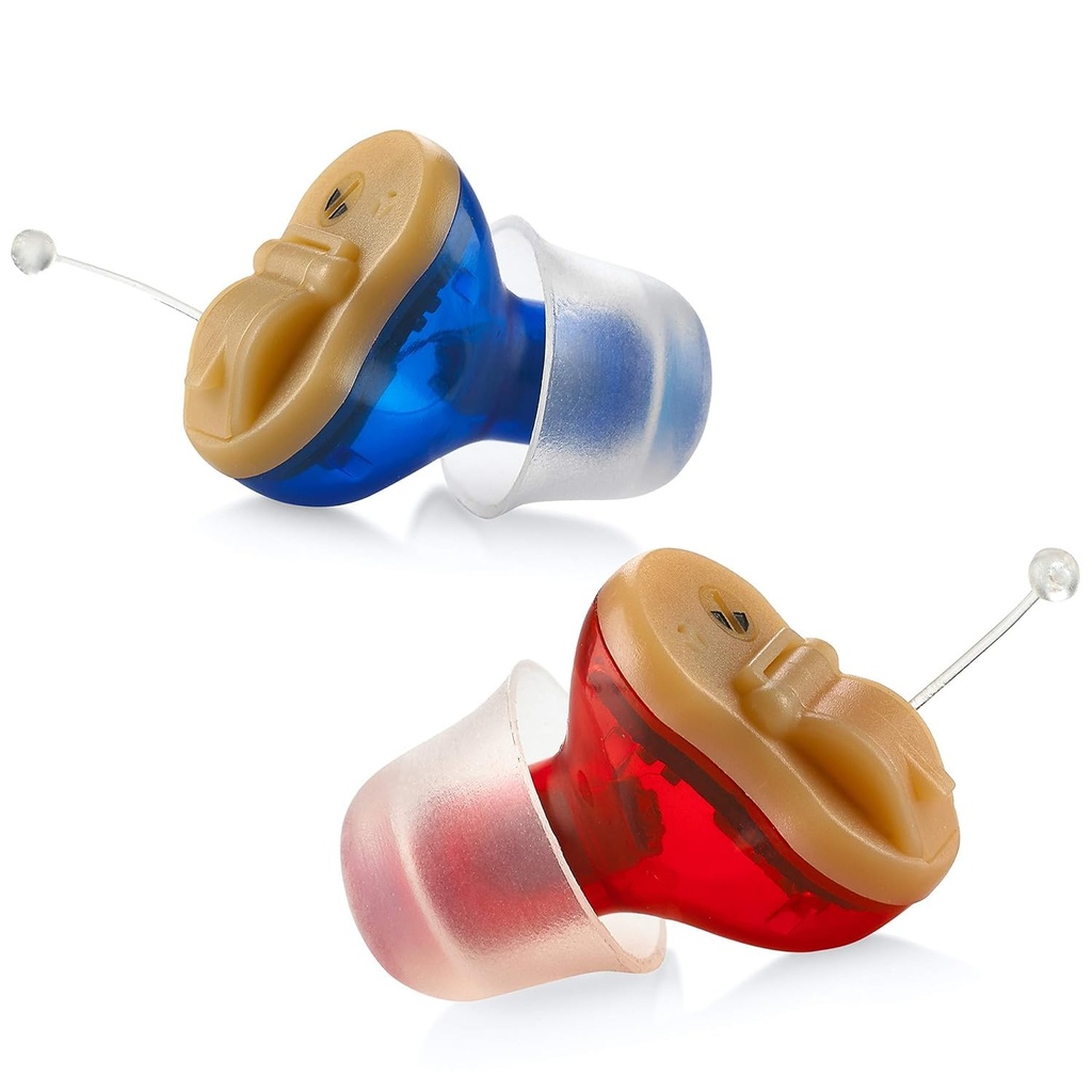 [BRSWGCAZAQMB6YD4] Premium Digital Hearing Aids for Seniors - Invisible in Canal (CIC) In-Ear Mini Sound Enhancer Set, Near-Invisible, Cancelación de ruido, Amplificador de Audición Personal - Pareja - MZ-21