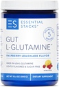 Estacas esenciales Gut L-Glutamine Powder - Exclusivamente Hecho en Estados Unidos - Pure L Glutamine Polvo para Gut Health (50 Servings, Raspberry Lemonade)