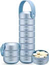 Zannaki Metal organizador semanal de píldoras, caja grande de carga de viaje 7 días, caja impermeable de píldoras diarias con manija de silicona, aleación de aluminio Contenedor portátil para vitaminas, medicinas, suplementos