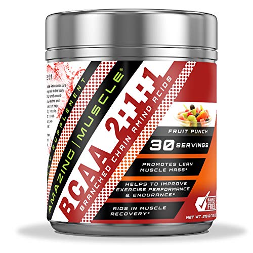 Increíble Musculo BCAA 2:1 Aminoácidos de Cadena Suplementario 6.000 Mg Por Serving  Fruit Punch Flavor