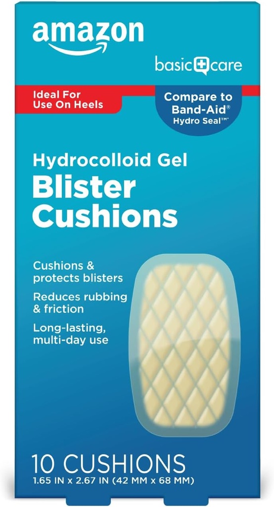 Amazon Basic Care Extreme Hydrocolloid Gel Blister Cushion Bandages, 1,65 en x 2,67 en, 10 ct