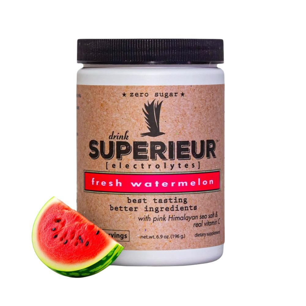 Electrolitos de superieur – Suplemento de electrolitos basados en plantas w / minerales de mar para la hidratación y recuperación – Keto Friendly, Non-GMO, Zero Sugar, Vegan Healthy Sports Drink Powder – Watermelon (70 Servings)
