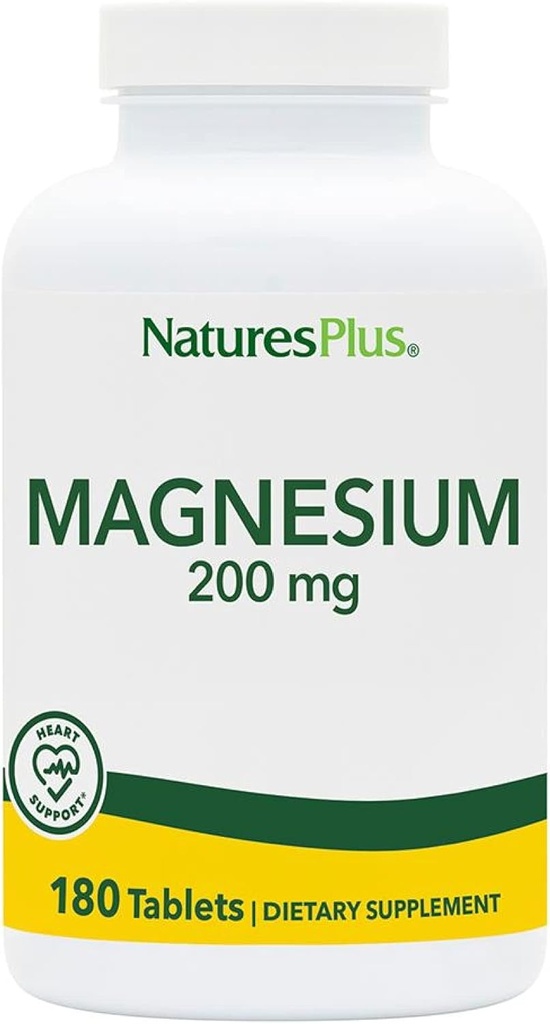 NaturalezasPlus Magnesio - 200 mg, 180 Tabletas - Vegetariano, Gluten Gratis - 180 Servimientos