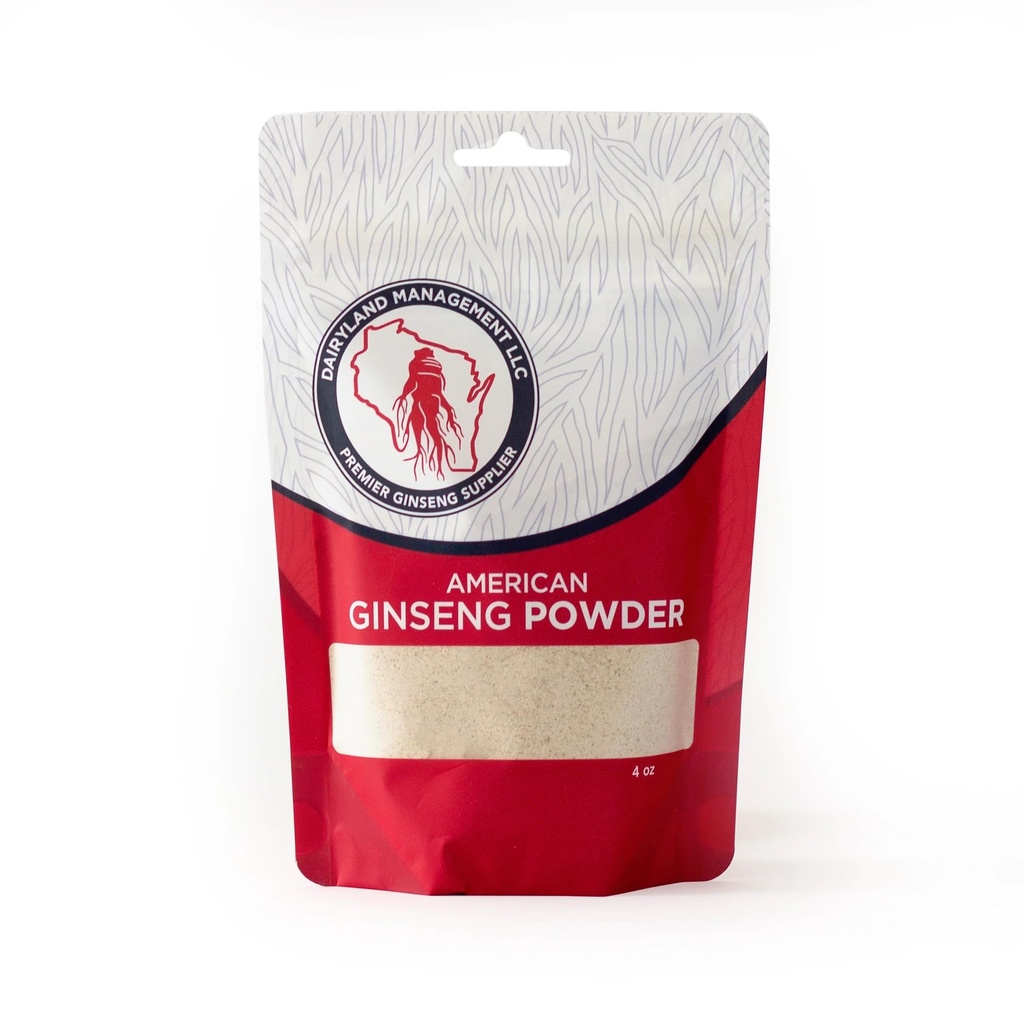 Dairyland Concentrated American Ginseng Powder Ё洋 inversionistas - 4 oz Pack of Wisconsin Ginseng Powder - Non-GMO, Gluten Free - Herbal Supplement for Smoothies, Baking, Tea