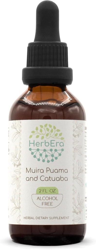 Muira Puama y Catuaba B60 Extracto herbario libre de alcohol Tintura, gotas líquidas concentradas Natural (Ptychopetalum Olacoides y Trichilia catigua, Erythroxylum vacciniifolium) 2 fl oz