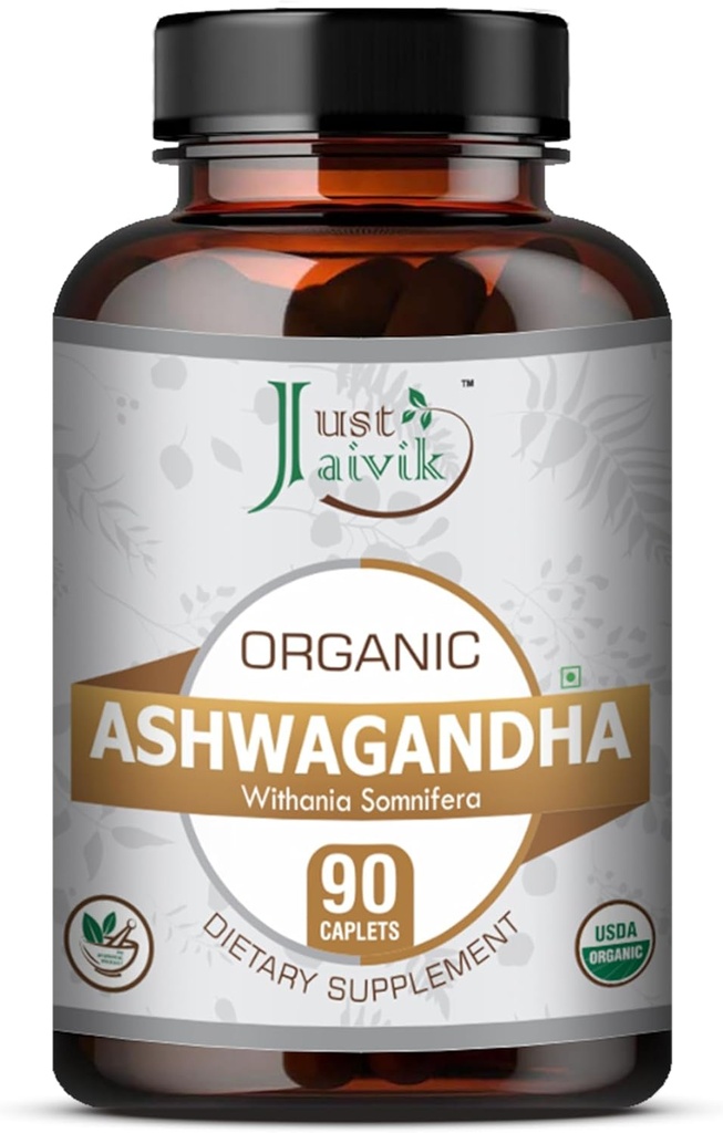 Just Jaivik Organic Ashwagandha Tablets - A Dietary Supplements - 750 mg (Pack 90 Organic Tablets)  durable for General Wellness ← Ayurvedic Adaptogen