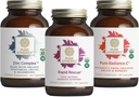 PURE SYNERGY Soporte Inmediato Bundle Silencioso Orgánica Vitamina C Suplemento ← Suplemento Zinc Hecho con alimentos completos ← Fórmula herbal rápida con Echinacea Extracto Silenciosa No GMO e ingredientes orgánicos