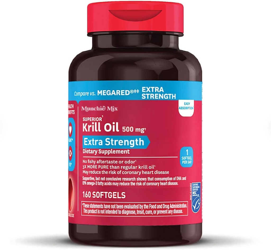 MUNCHIE MIX Aceite de Krill Extra-Strength, 500 mg (160 ct.)