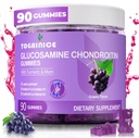 Soporte conjunto Gummies con Glucosamine Chondroitin, Sugar Free, 1500mg Extra Strength with MSM & Turmeric (90 Count)