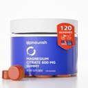 UpGummies de Magnesio Nourish para Adultos &amp; Niños Magnesio Citrate Gummies 600mg, Suplemento de calma para la relajación muscular, bonificación y salud digestiva, Citrato de Magnesio, Vegan, No GMO, 120 Conde