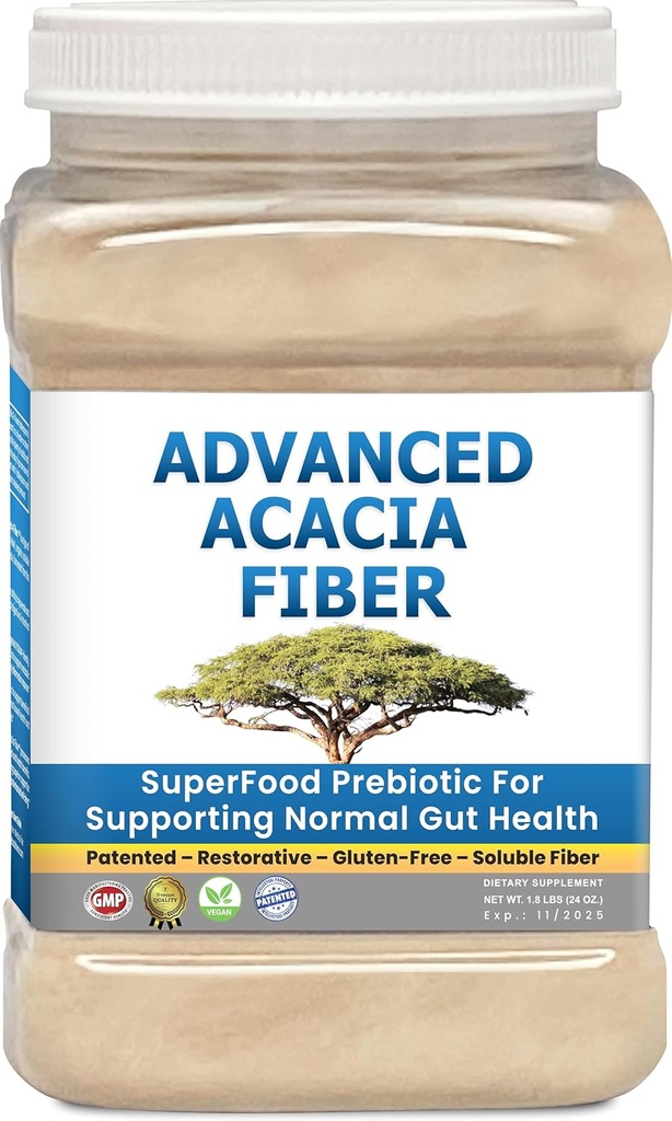 Orgánica Acacia Fiber Powder Prebiótico Soluble Fibra Powder Perfect Baño Viajes, Digestión, IBS Relief, Leaky Gut Reparación 24oz w/Scooper