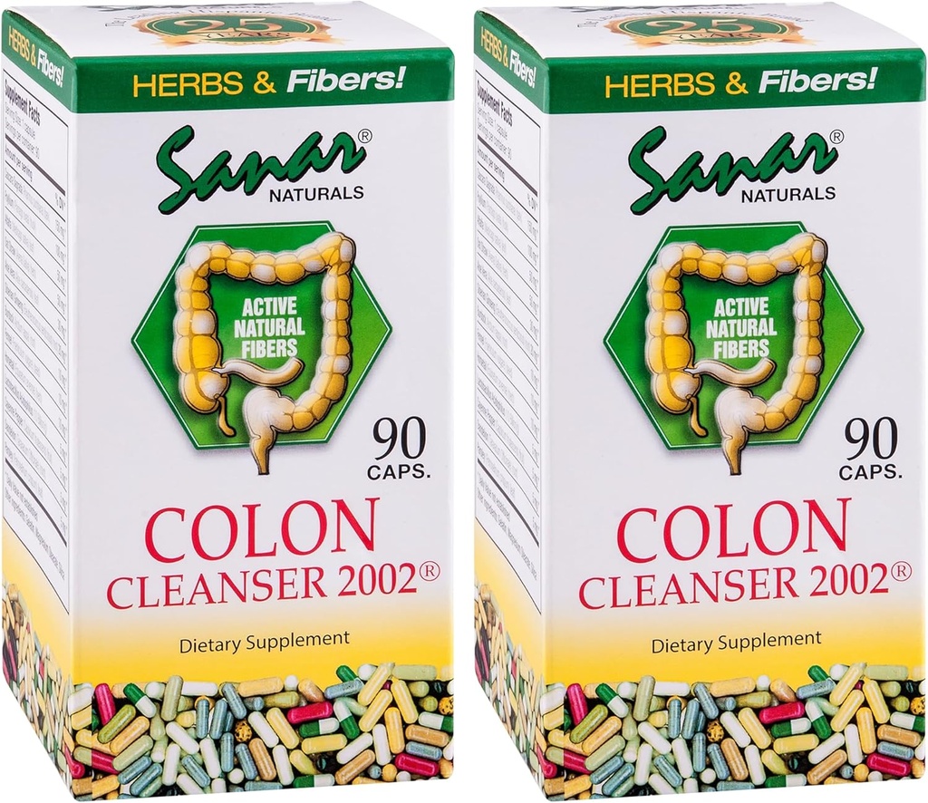 Sanar Naturals Colon Cleanser, 90 cápsulas (2 Pack) - Fibra dietética, Herbal y Probióticos Blend, Apoyo Digestivo, Colon Cleanse Suplemento para Hombres