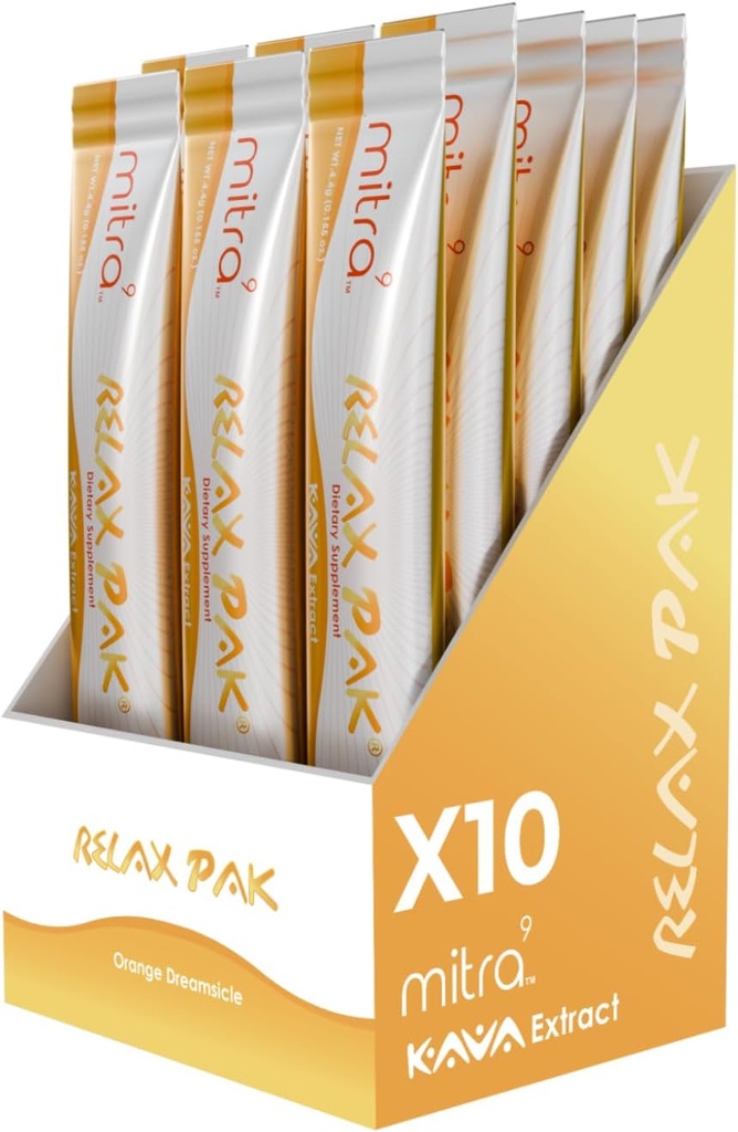 Mitra9 Kava Powder RelaxPak - Orange Dreamsicle Kava Extract Powder Packets ← Mood Enhancer ← Planta Basada en la Vida Promueve la calma natural " Claridad "