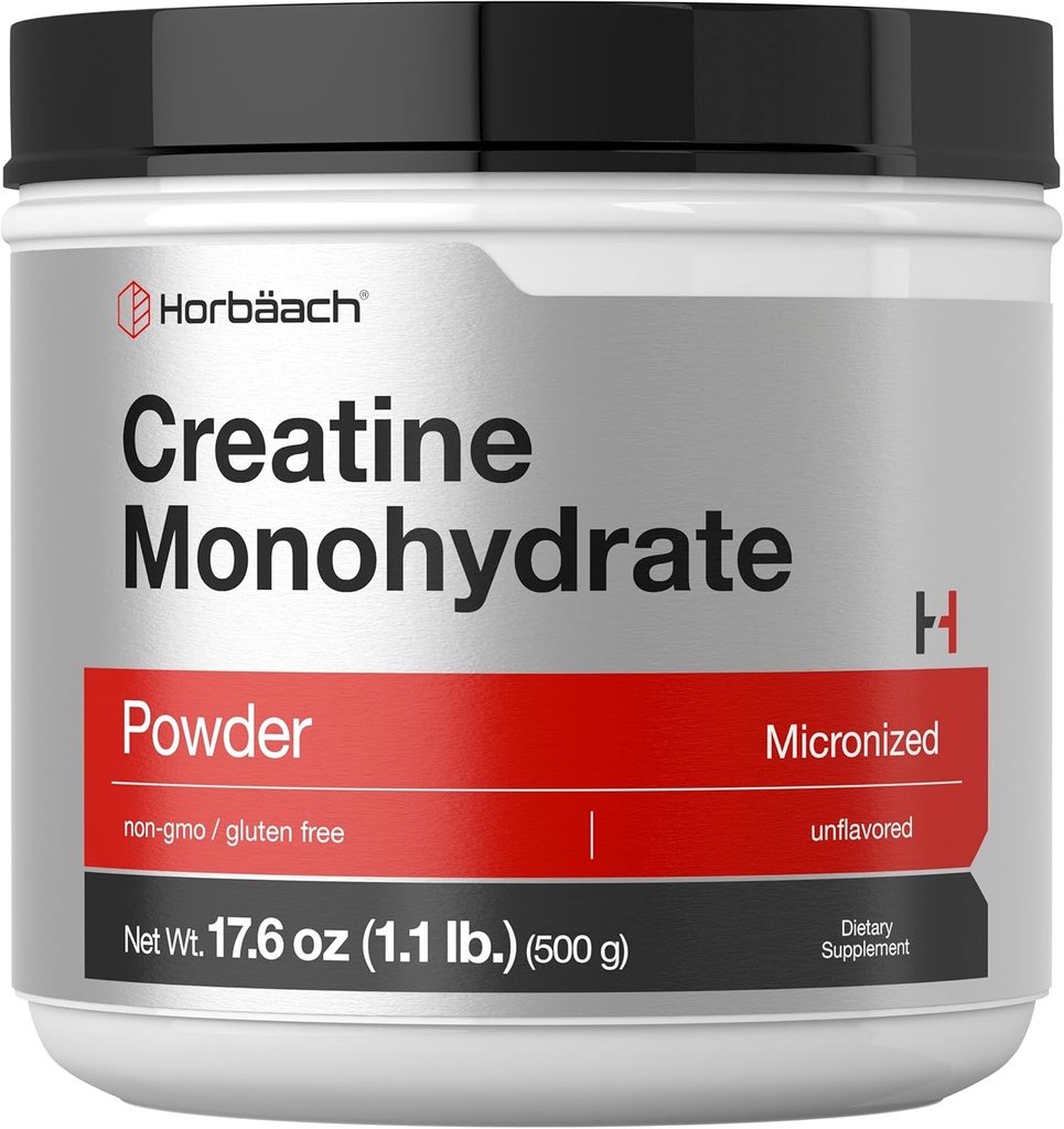 Horbäach Creatine Monohydrate Powder Silencio 1.1lb (17.6 oz) Silencio Micronized y Desflavored ANTE Vegetarian, Non-GMO, y Gluten Free Supplement