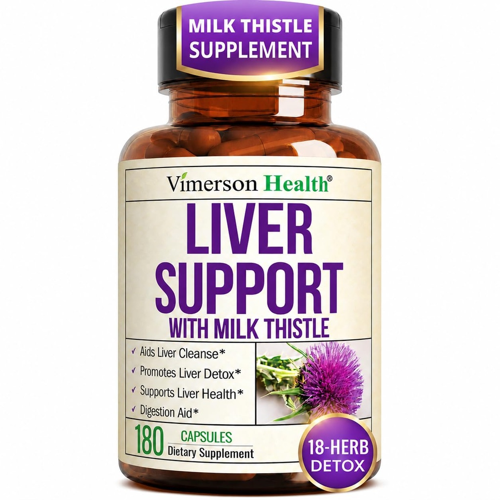 Liver Cleanse Detox & Repair – Liver Support Supplement with Milk Thistle Extract, Dandelion Root, Artichoke & Zinc – Gentle Liver Health, Digestion & Energy for Women & Men – Non-GMO – 180 Capsules