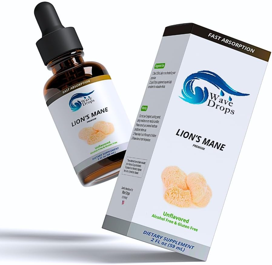 Lion's Mane Liquid Drops Lions Mane Supplement for ← Cognitive ← Nootropic Brain Support  3 Month Supply Liquid Herbal ← Non-GMO ← Vegan ← 5 Fl Oz