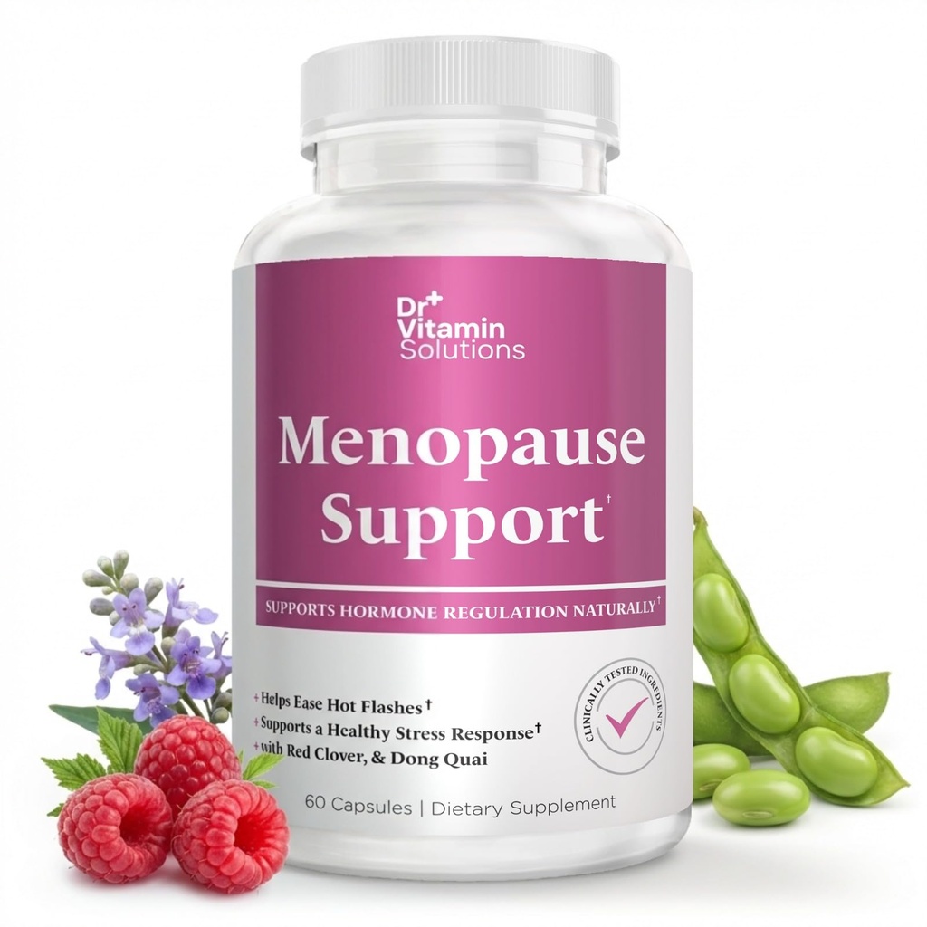 Menopause & Perimenopause Supplement for Women – Helps Ease Hot Flashes, Night Sweats & Mood Swings – Soy Isoflavones, Black Cohosh, Dong Quai, Red Clover, Sage & Vitex Herbal Complex, 60 Capsules
