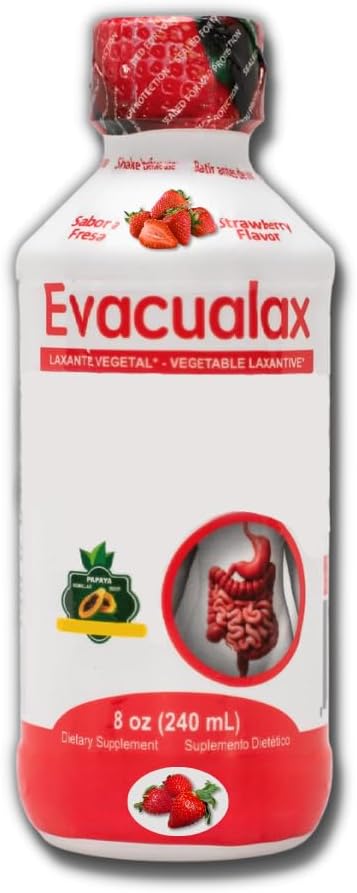 Laxante líquido para adultos & niños - Flavor de fresa, hoja de sena natural & Prune - Suavedor de heces para alivio del estreñimiento - Sirope de hierbas para soporte de bolos, limpieza digestiva - 8oz