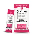 Prebiótico y Probiótico GoLive para Mujeres, Hombres, Niños. Polvo sinbiótico de granada de Berry w / L-Glutamina, vitamina D3, electrolitos. Para Gut Health, Digestión, Metabolismo, Inmunity 15-50B CFUs.