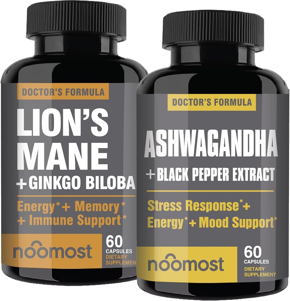 Lions Mane y Ashwagandha con Gingko Biloba y Black Pepper