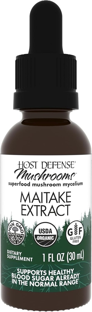 Anfitriona de Defensa Extracto de Maitake - Immune & Cellular Health Support - Suplemento herbal dietético con mushroom de Maitake Mycelium - Suplemento líquido - 1 fl oz (30 Servimientos)