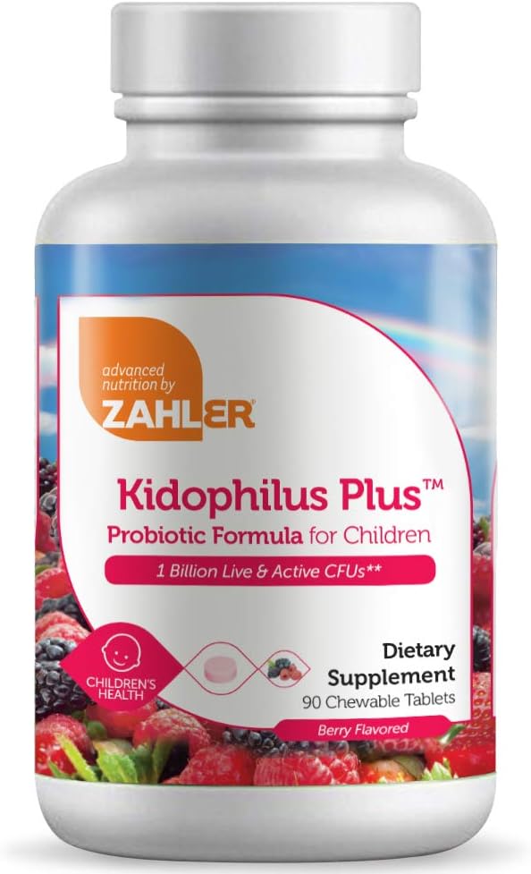 Zahler Kidophilus, Probiótico para Niños, Probióticos de Cata Grande para Niños, Kosher certificado (90 Cuenta)