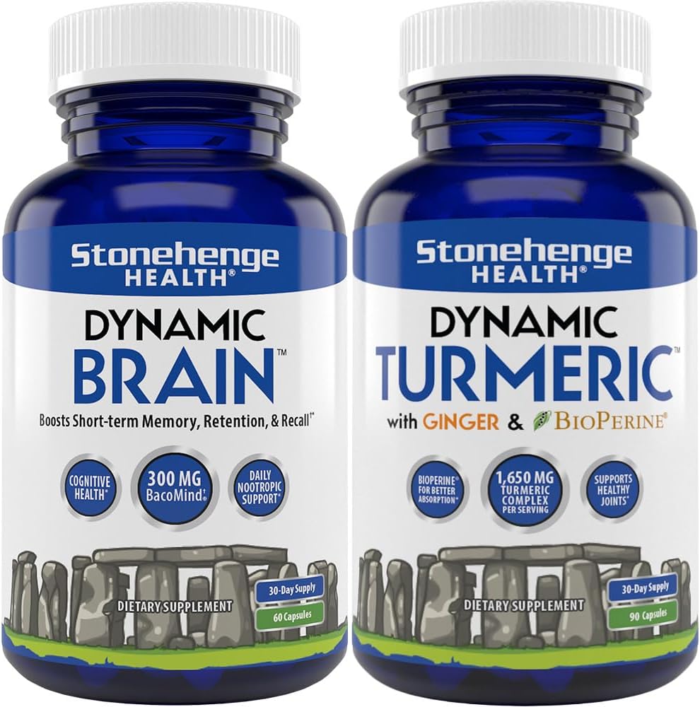 Stonehenge Health Dynamic Brain + Dynamic Turmeric Bundle Supports: Adquisición de memoria, Retención, > Recordar