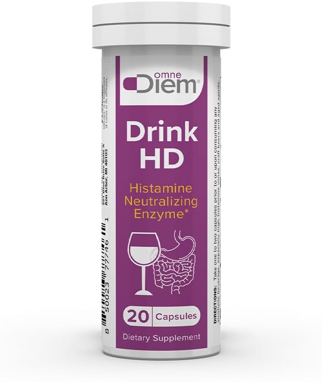 OmneDiem Bebida HD Suplemento dietético: Neutralización de Histamina Natural " Enzima de Diámina Oxidase DAO, 20 cápsulas