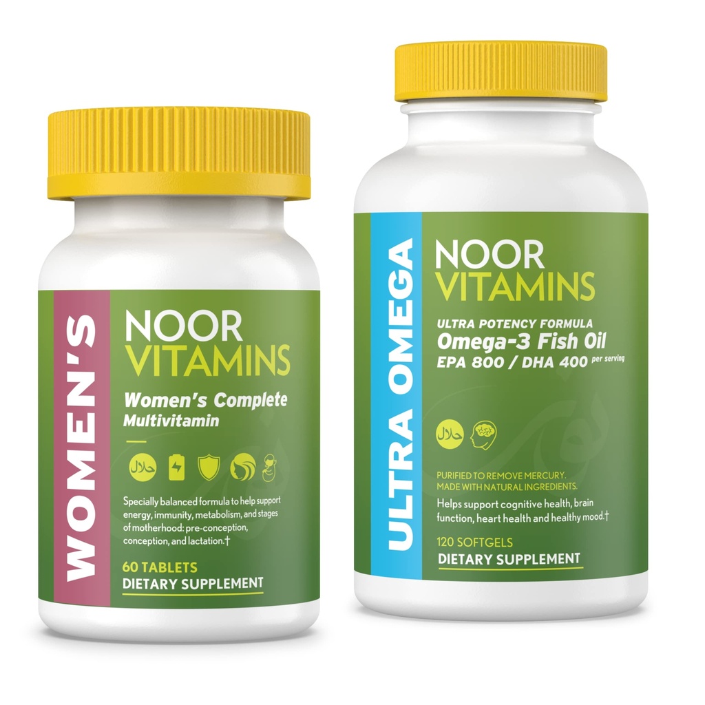 Vitaminas de Noor Multivitamínico y Petróleo de Pesca Omega Suplemento Bundle