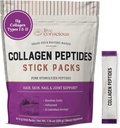 Peptides de colágeno en vivo para polvo Packets desfavorados - Pólvora de colágeno hidrolizado - Cabello, piel, uñas, & soporte conjunto - Tipo I & III Suplementos de colágeno de grado para mujeres y hombres - Paquete de 20