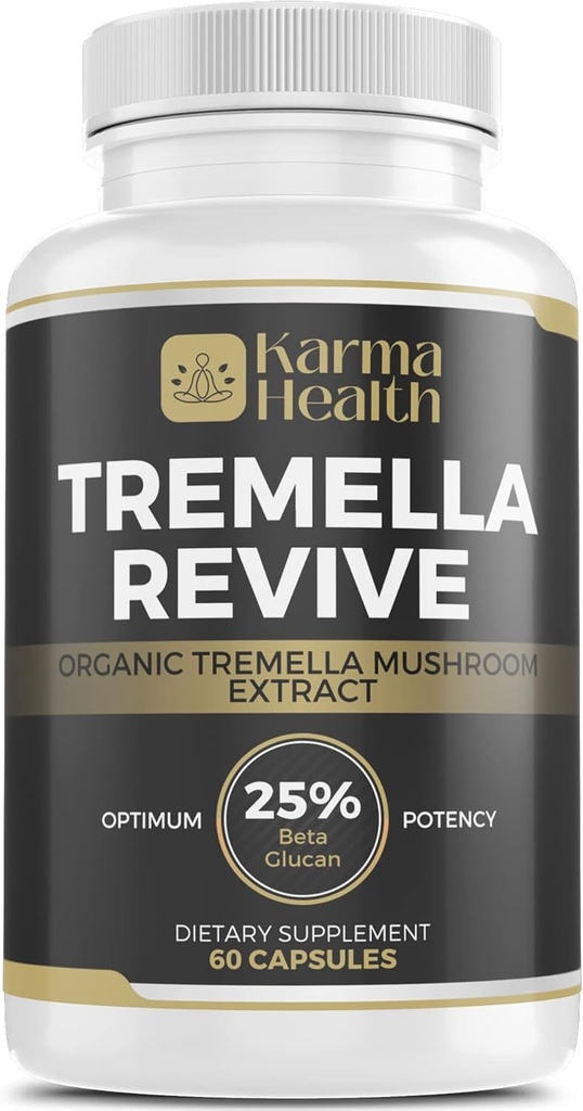 Tremella Mushroom Powder Capsules - Compresed White Snow Fungus Mushroom Powder Suplemento - 25% Beta Glucan Content, Vegan & GMO Libre. Suplemento orgánico de hongos de nieve
