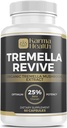 Tremella Mushroom Powder Capsules - Compresed White Snow Fungus Mushroom Powder Suplemento - 25% Beta Glucan Content, Vegan & GMO Libre. Suplemento orgánico de hongos de nieve