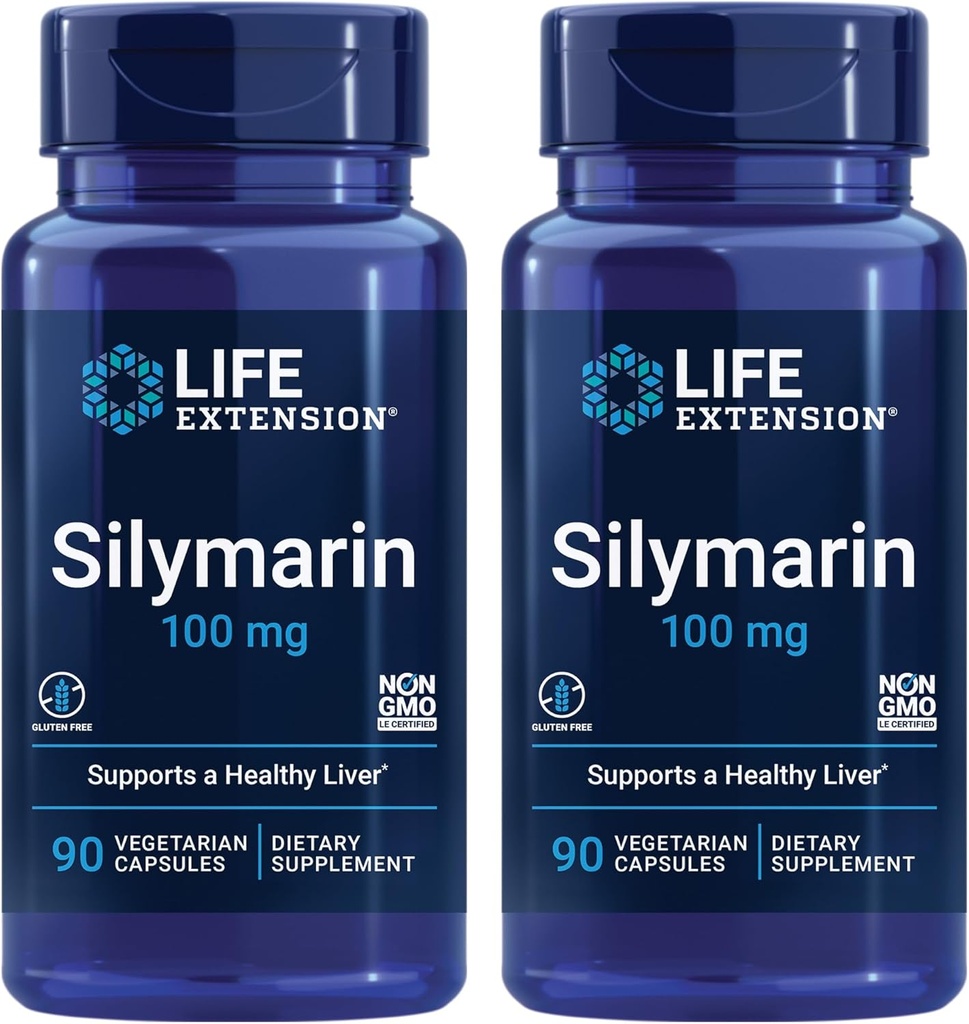 Extensión de la vida Silymarin – Extracto de esteto de leche – Apoya la salud del hígado – libre de gluten, no GMO, vegetariano – dos paquetes - 2 x 90 cápsulas